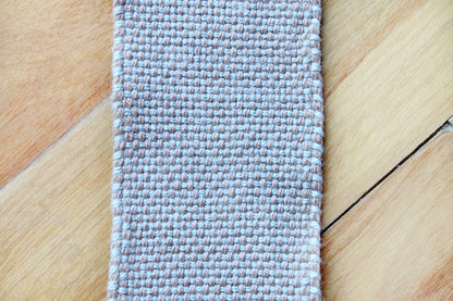 Cotton medium bookmark, Brown & blue, Brown, handmade, natural fibres, linen, washer safe, decorative fringe, made in Canada
