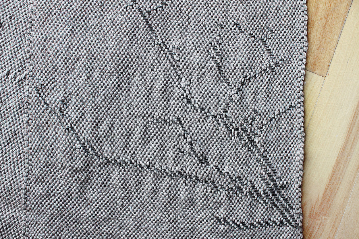 Cotton table runner, tree branch pattern, brown, handmade, natural fibres, linen, decorative crossover fringe, lightweight, original design, made in Canada