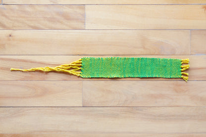 Cotton extra large bookmark, Yellow & Green, Purple & Red/White, Blue & white, handmade, natural fibres, decorative fringe, made in Canada