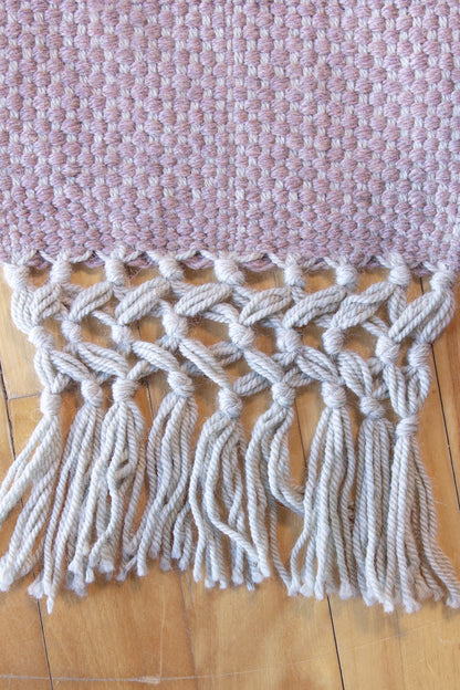 Alpaca scarf, purple basket weave, grey, handmade, natural fibres, merino wool, ultra soft, decorative fringe, locally sourced yarn, woven in Canada