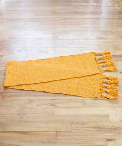 Wool scarf, textured orange, handmade, natural fibres, virgin wool, made in Canada