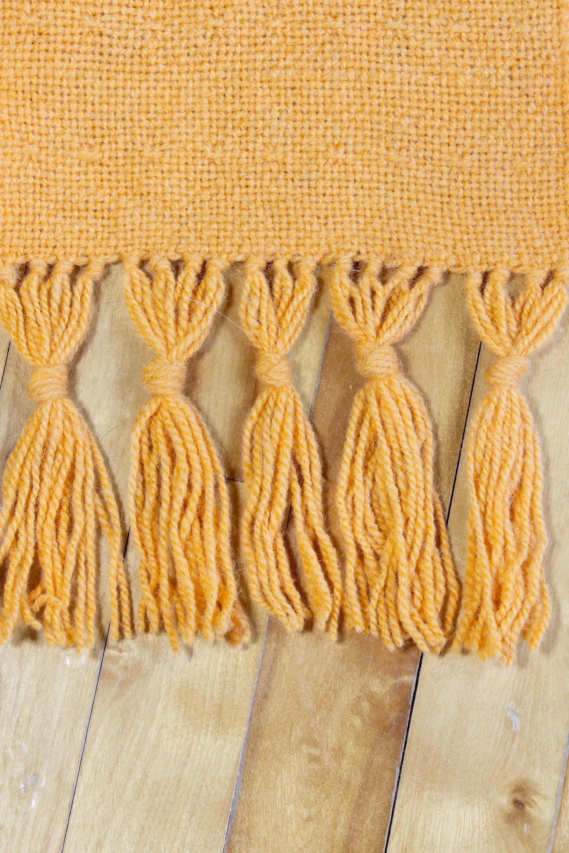 Wool scarf, textured orange, handmade, natural fibres, virgin wool, made in Canada